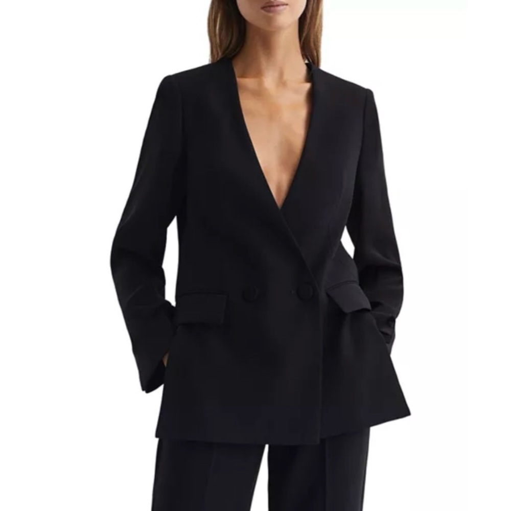 Reiss Black Double-Breasted Blazer